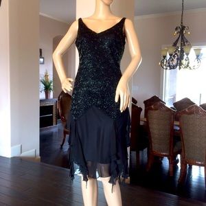 WHBM Silk Beaded Flapper Dress NWT